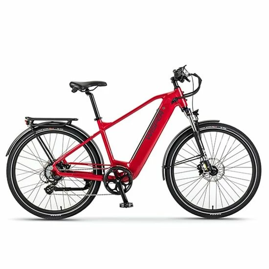 Wisper Wayfarer H9 Hub Drive Crossbar Hybrid Electric Bike, 27.5" Wheel - Pillar Box Red 2022/23 3 Wisper Wayfarer H9 Hub Drive Crossbar Hybrid Electric Bike, 27.5" Wheel - Pillar Box Red 2022/23