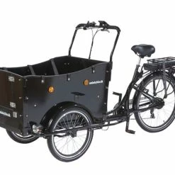 AMCargoBikes Deluxe Kindergarten Open Cargo Electric Tricycle - Black