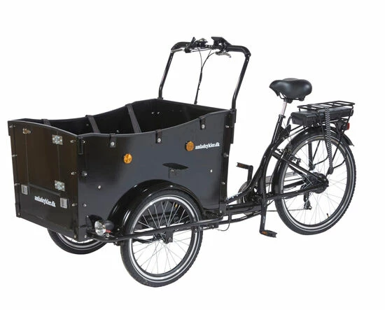 AMCargoBikes Deluxe Kindergarten Open Cargo Electric Tricycle - Black 3 AMCargoBikes Deluxe Kindergarten Open Cargo Electric Tricycle - Black