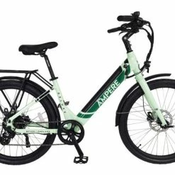 Ampere Deluxe 26" Step Through Hybrid Electric Bike, 10Ah - Mint Green