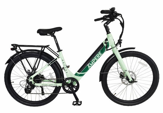 Ampere Deluxe 26" Step Through Hybrid Electric Bike, 10Ah - Mint Green 3 Ampere Deluxe 26" Step Through Hybrid Electric Bike, 10Ah - Mint Green
