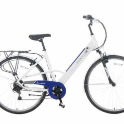 Basis Dorchester Step Through Integrated Electric City Bike - White/Blue