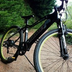 Basis Hunter Unisex Integrated Electric Mountain Bike - Black/Lime -Cheap Hybrid Electric Bikes Store basis hunter integrated e mtb x 41904