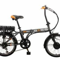 Basis SP20 Folding Electric Bicycle, 20" Wheel - Grey/Orange