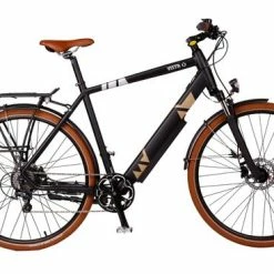 Batribike Vista-X Crossbar Trekking Electric Bike, 28" Wheel, Front Suspension - Black/Brown