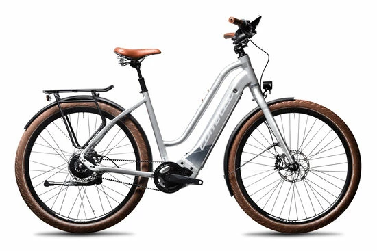 Corratec E-Power C29 CX6 Trapeze Hybrid Electric Bike 2021, Belt Driven - Satin Silver/Brown 3 Corratec E-Power C29 CX6 Trapeze Hybrid Electric Bike 2021, Belt Driven - Satin Silver/Brown