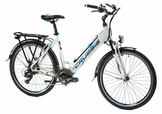 Crussis E-City 1.13-S Step Through Hybrid Electric Bike, 26" Wheels, 17.5Ah Battery - White/Blue 3 Crussis E-City 1.13-S Step Through Hybrid Electric Bike, 26" Wheels, 17.5Ah Battery - White/Blue