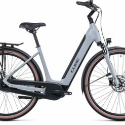 Cube Supreme Hybrid One 400 Step Through Electric Bike 2022, 28" Wheel - Flat Stone Grey/Tan