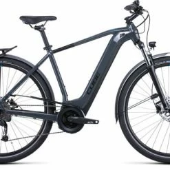 Cube Touring Hybrid One 400 Hybrid Electric Bike 2022, BOSCH 400Wh, 28" Wheel - Grey/Blue