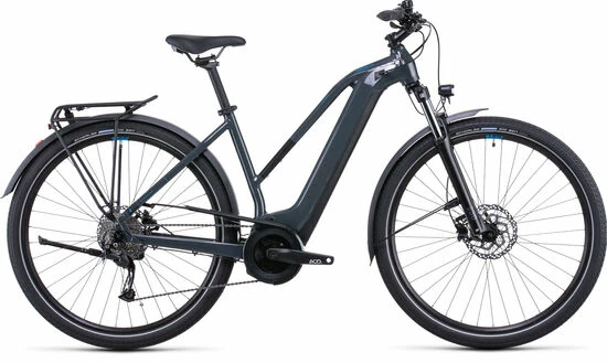 Cube Touring Hybrid One 400 Trapeze Hybrid Electric Bike 2022, BOSCH 400Wh, 28" Wheel - Grey/Blue 3 Cube Touring Hybrid One 400 Trapeze Hybrid Electric Bike 2022, BOSCH 400Wh, 28" Wheel - Grey/Blue