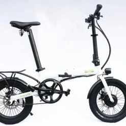 E-Go Lite Mini Compact Folding Electric Bike, 16" Wheel, Single Speed - Metallic White