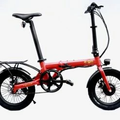 E-Go Lite Mini Compact Folding Electric Bike, 16" Wheel, Single Speed - Gloss Red