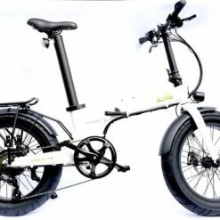 E-Go Max+ Fat Tyre Folding Electric Bike, 20" Wheel, 14Ah Battery, 7 Speed - White