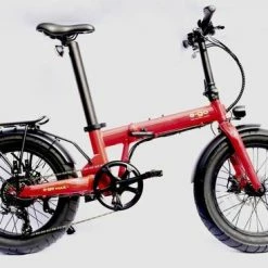 E-Go Max+ Fat Tyre Folding Electric Bike, 20" Wheel, 14Ah Battery, 7 Speed - Red
