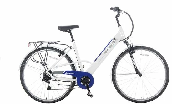 Ex Demo Basis Dorchester Step Through Integrated Electric City Bike - White/Blue 4 Ex Demo Basis Dorchester Step Through Integrated Electric City Bike - White/Blue - Image 2