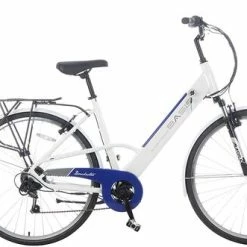 Ex Demo Basis Dorchester Step Through Integrated Electric City Bike - White/Blue -Cheap Hybrid Electric Bikes Store ex demo basis dorchester x 42004 2