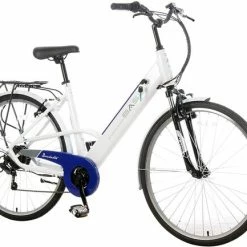 Ex Demo Basis Dorchester Step Through Integrated Electric City Bike - White/Blue