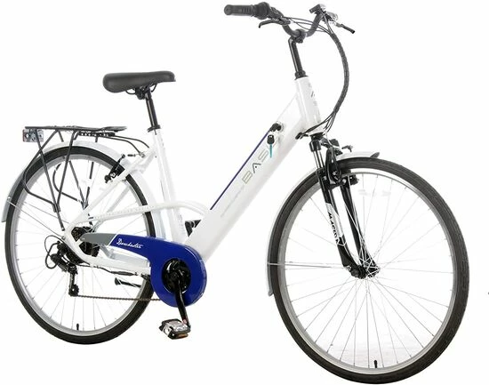 Ex Demo Basis Dorchester Step Through Integrated Electric City Bike - White/Blue 3 Ex Demo Basis Dorchester Step Through Integrated Electric City Bike - White/Blue