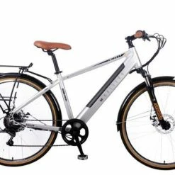 Ex Demo Dallingridge Malvern Hybrid Trekking Electric Bike, 700c Wheel, 6 Speed - Satin Silver/Camel
