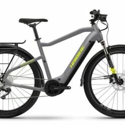 Haibike Trekking 6 HIGH Hybrid Electric Bike 2022, Yamaha PW-ST, 630Wh - Pale Grey/Yellow