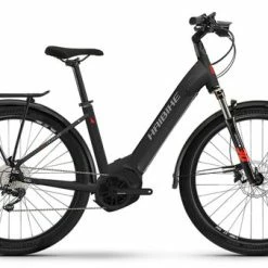 Haibike Trekking 6 LOW Hybrid Electric Bike 2022, Yamaha PW-ST, 630Wh - Black/Red Reflex