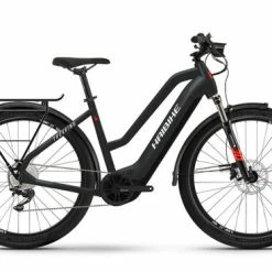 Haibike Trekking 6 MID Hybrid Electric Bike 2022, 27.5" Wheel, Yamaha PW-ST - Matt Black/Red