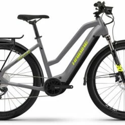 Haibike Trekking 6 MID Hybrid Electric Bike 2022, Yamaha PW-ST, 630Wh - Pale Grey/Yellow