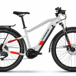 Haibike Trekking 7 HIGH Hybrid Electric Bike 2022, Yamaha PW-ST, 630Wh - Cool Grey/Red