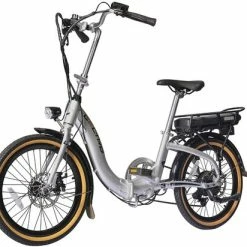 Lectro Easy Step Folding Commuter Electric Bike, 20" Wheel, 8.8Ah Battery - Silver -Cheap Hybrid Electric Bikes Store lectro easy step 20 folding e bike x 40825 1