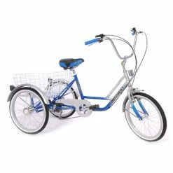 Mission Trilogy Lowstep Electric Converted Tricycle, Cyclotricity Powered, 20" Wheel - Silver/Blue