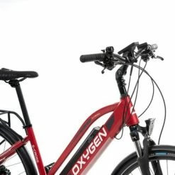 Oxygen S-Cross ST MKII Ladies Step Through Electric Hybrid Bike - 24 Speed, Red -Cheap Hybrid Electric Bikes Store oxygen s cross st mkii electric bike red x 41481