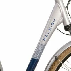 Raleigh Array Low Step Electric Hybrid Bike, 400Wh Battery, 700c Wheel, 45cm - Silver/Blue -Cheap Hybrid Electric Bikes Store raleigh array low step x 41817 2
