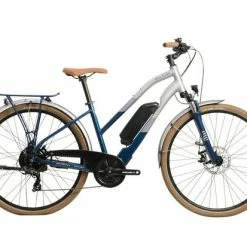 Raleigh Array Open Frame Electric Hybrid Bike, 400Wh Battery, 700c Wheel - Silver/Blue