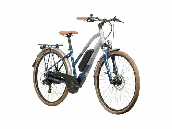 Raleigh Array Open Frame Electric Hybrid Bike, 400Wh Battery, 700c Wheel - Silver/Blue 4 Raleigh Array Open Frame Electric Hybrid Bike, 400Wh Battery, 700c Wheel - Silver/Blue - Image 2