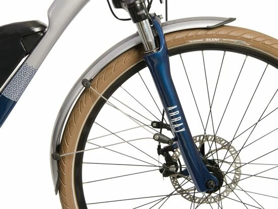 Raleigh Array Open Frame Electric Hybrid Bike, 400Wh Battery, 700c Wheel - Silver/Blue 6 Raleigh Array Open Frame Electric Hybrid Bike, 400Wh Battery, 700c Wheel - Silver/Blue - Image 4