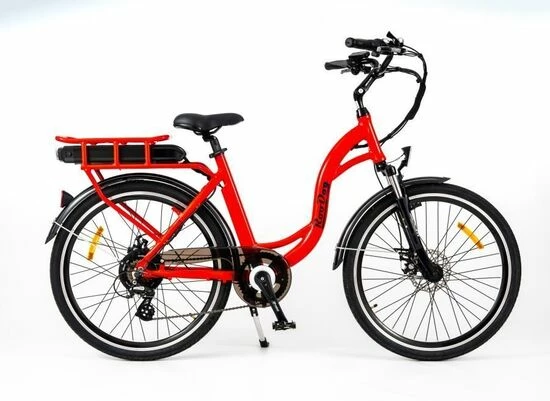 Roodog Chic Grande Ladies Step Through Hybrid Electric Bike, 10Ah, 26" Wheel, 7 Speed - Gloss Red 3 Roodog Chic Grande Ladies Step Through Hybrid Electric Bike, 10Ah, 26" Wheel, 7 Speed - Gloss Red