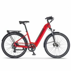 Wisper Wayfarer H7 Hub Drive Step Through Hybrid Electric Bike, 27.5" Wheel - Pillar Box Red 2022/23
