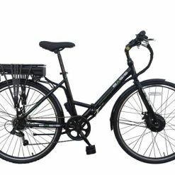 Basis Hybrid Full Size Folding Electric Bike, 700c Wheel, 9.6Ah Battery - Black/Green