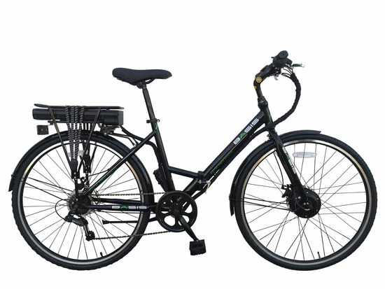 Basis Hybrid Full Size Folding Electric Bike, 700c Wheel, 9.6Ah Battery - Black/Green 3 Basis Hybrid Full Size Folding Electric Bike, 700c Wheel, 9.6Ah Battery - Black/Green