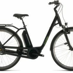 Cube EXPORT Town Hybrid Pro 500 Step Through Hybrid Electric Bike 2021, Bosch 500Wh - Black/Green