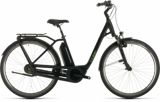 Cube EXPORT Town Hybrid Pro 500 Step Through Hybrid Electric Bike 2021, Bosch 500Wh - Black/Green 3 Cube EXPORT Town Hybrid Pro 500 Step Through Hybrid Electric Bike 2021, Bosch 500Wh - Black/Green